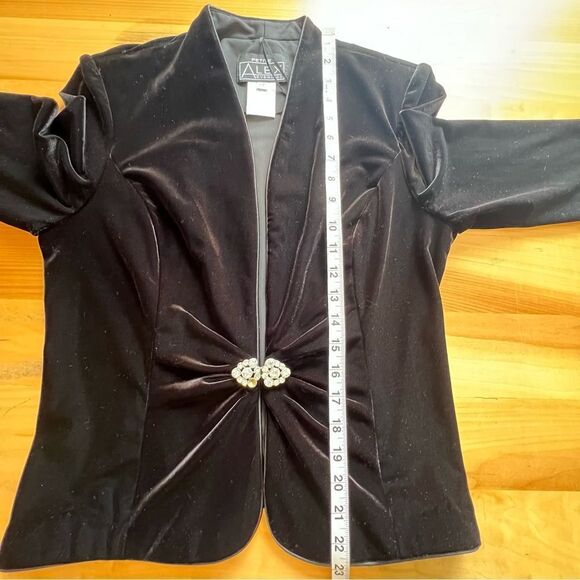 ALEX EVENINGS Black Velvet 3 Piece Outfit Size Medium Pants Large Tops - Picture 10 of 16